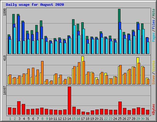 Daily usage for August 2020